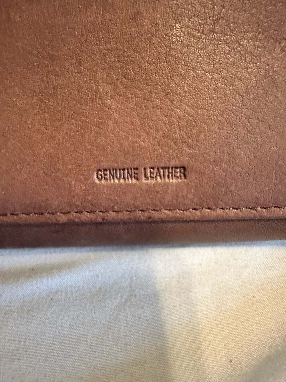 Brown Genuine Leather Checkbook Wallet with Zip Pocket